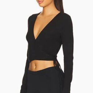 Black long sleeve wrap around shirt